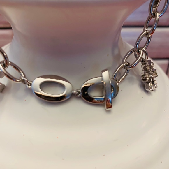 Dainty Silver Tone Snowflake Charm Bracelet - Picture 4 of 9